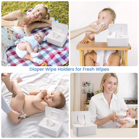 Lijroavy Baby Wipes Dispenser, Baby Wipe Holder for Fresh Wipes, Non-Slip Baby Wipes Container, Refillable Wipes Box