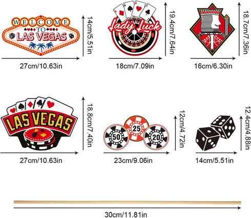 60 Pieces Casino Centerpiece Sticks Decorations - Las Vegas Party Table Toppers