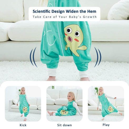 MICHLEY Toddler Sleeping Sack with Feet, Newborn Infant Sleeveless Sleeping Bag, 2-way Zipper, Green Octopus, 5-6T