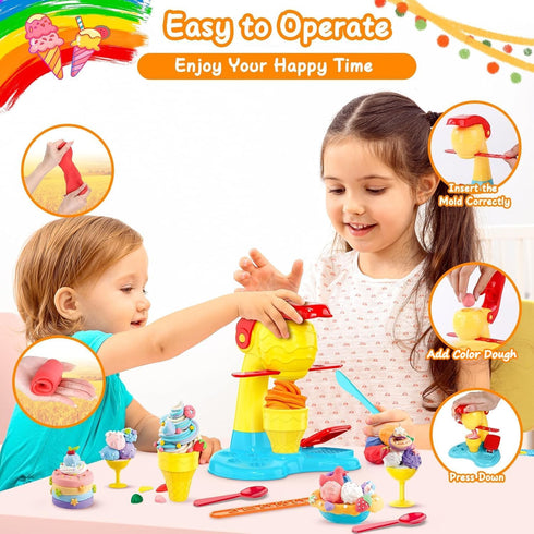 Rodsucs Sets 4-8, 3-12 Color Dough Kitchen Creation for Kids Ages Ice Cream Maker Toy for Year Old Kid, Kids Arts