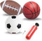 Soccer Basketball Football Small Sports Bouncy Balls with Hand Pump, 3 Pack of 6-Inch Diameter Rubber Sport Balls.