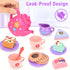 Set 3-5, 23-Piece Set Lajeje Toddler Tea Party for Girls Ages Pretend Play Tea for Kids with Teapot, Cups, Plates