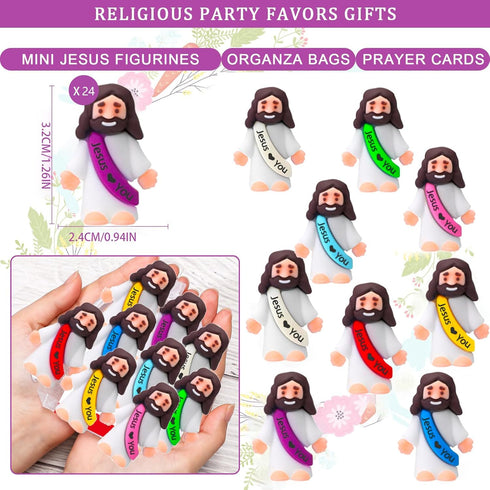 24 Pcs Jesus Toys Mini Rubber Little Jesus Figurine to Hide and Seek Religious Sunday School Gifts for Kids Girls Boys