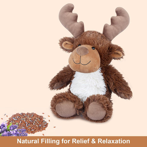 Heatable Coolable Moose Stuffed Animals, Microwavable Heating Pad for Cramps, Lavender Scent Plush Toys for Anxiety