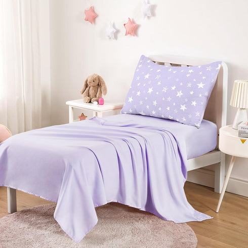 Set 4 Set Wake In Cloud - Toddler Bedding for Boys Girls, Cute Star Polka Dot, Pieces Soft Crib Bed Including