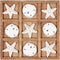 NIKKY HOME Beach Tic Tac Toe Wood Board Travel Game for Fun, 8.97 by 8.97-in Distressed White