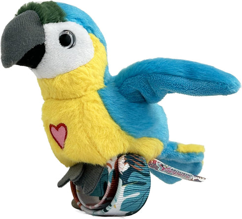 2 Pack 3+ Birds - Cockatoo & Blue Parrot - Slap Bracelet Interactive Plush Toy Birds, They Chat-Sing-Mimic Each Other