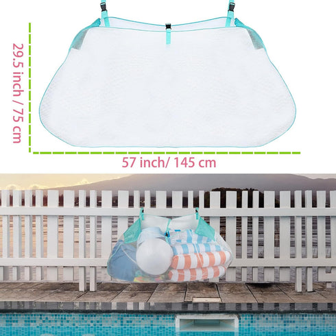 Pool Floats Storage Bag, Foldable Mesh Organizer for Balls, Inflatable Toys, and Pool Accessories, Green