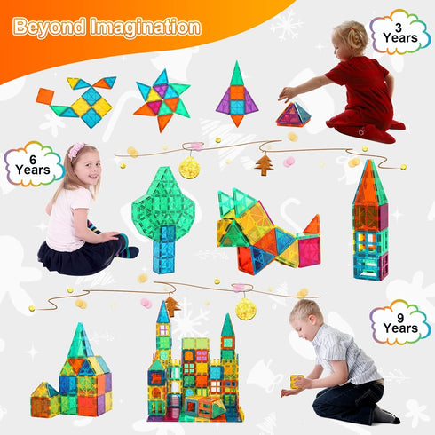 Bmag Magnetic Tiles Toys for Kids - Starter Set 3D Magnet Building Blocks for 3+ Year Old Boys and Girls