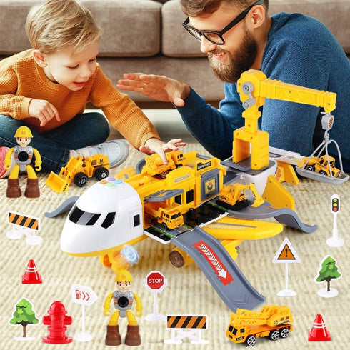 25 Pack Set 6 11 3 4 5 6 Transport Construction Airplane Toy Play Vehicles for Kids Gifts, with Construction Die-cast