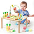 6 1 1st WINGYZ Activity Table, in Wooden Montessori Activity Center with Bead Maze Shape Sorter Fishing Game, Kids