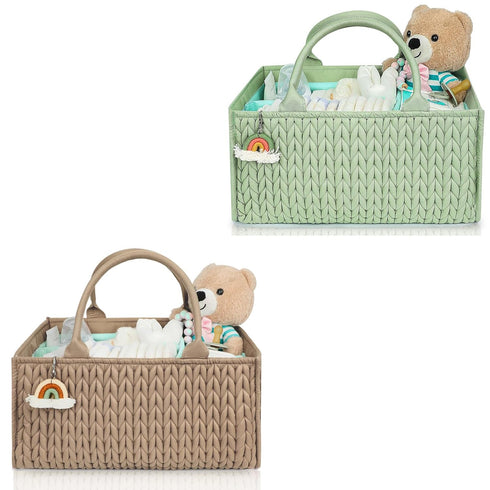 MOMINSIDE Baby Diaper Caddy Organizer,Nursery Storage Bin Basket for Changing Table Car,