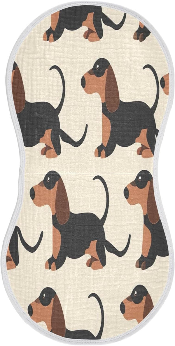 YETTASBIN Dachshund Dog Muslin Baby Burp Cloth, Super Soft Absorbent Cotton Burp Rag
