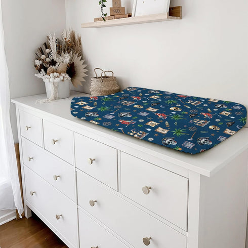 Ocean Pirate Ship Changing Pad Covers for Boys, Nautical Nursery Fitted Diaper Sheets, 32''x16''