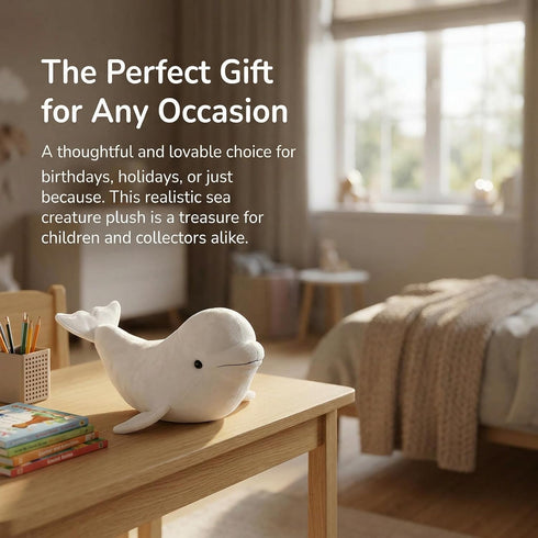 ZHONGXIN MADE 16Inches Simulation White Beluga Whale Plush Toy - Long Lifelike Delphinapterus leucas Doll Whale Stuffed