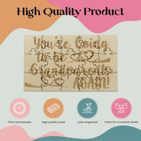 You're Going to Be Grandparents Again - 15 Piece Basswood Jigsaw Puzzle for Surprise Pregnancy Announcement