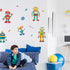 Yovkky Robots Educational Wall Decals Stickers for Baby Boys Room, Clockwork Wrench Toddler Nursery Playroom Decor