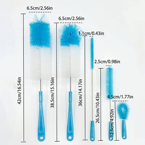 KELINFONG 8 Pack 16 Inch Brush,5 1 Bottle Brush Cleaner, Long Handle Stainless Steel Straw Cleaner in Water Bottle