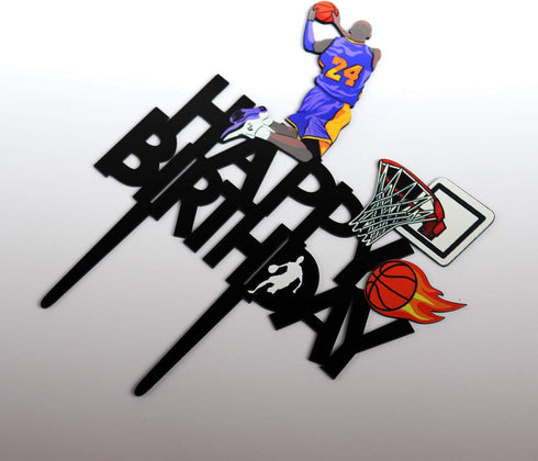 Acrylic Basketball Happy Birthday Cake Topper, Themed Party Decoration for Fans