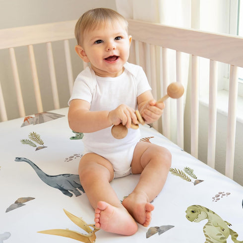 Set 2p Sweet Jojo Designs Watercolor Dinosaur Dino Boy Baby Fitted Crib Sheet Infant Newborn Nursery Toddler Bed Room