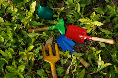 Doiaz Set Kidz Gardening Tool Gardening Tools Kit Includes Shovel, Rake, Fork Trowel, Children'z Garden Kit with Sun