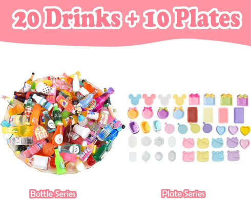 150Pcs Miniature Food Drinks Bottles Dollhouse Accessories 1:12 Mini Toy Set for Pretend Kitchen Play