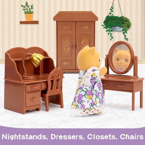 Dollhouse Furniture Set for Kids - Miniature Doll House Accessories for Pretend Play for Boys & Girls