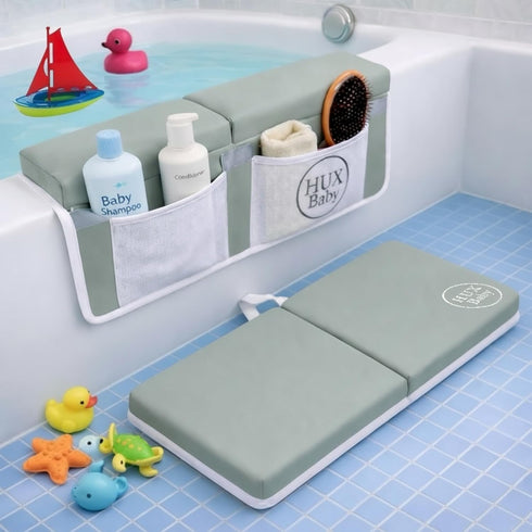 HUX Baby Comfortable Baby Bath Kneeler and Elbow Rest Pad Set, Non-Slip Bathtub Kneeling
