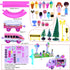 Sets 3D 3-5 Pink Train for Toddlers|Musical Electric Train Toys with DIY Ice Cream Truck Foam Puzzles Party Scene