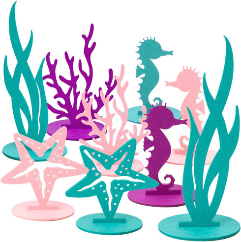 SUNBEAUTY 20Pcs Mermaid Party Decoration, DIY Felt Table Centerpiece, Under The Sea Baby Shower Little Mermaid Girl