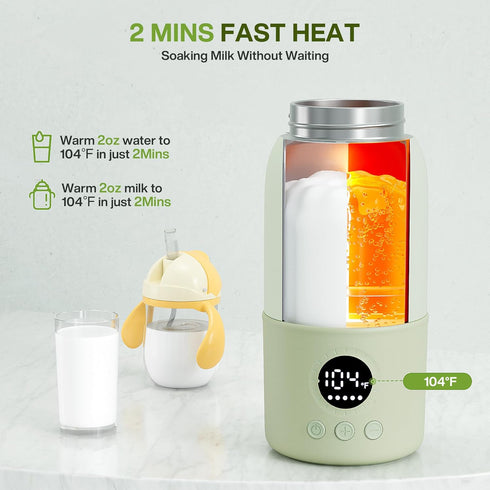 haslife 2-Min Warmer,12.8oz Portable Bottle Warmer for Travel, Fast Heating Baby Bottle Formula Container to Go