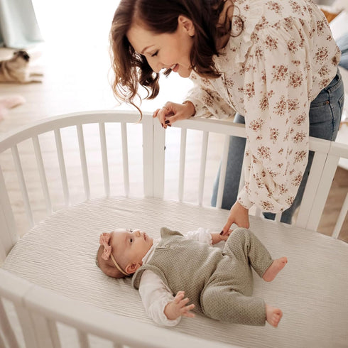 lulumoon Baby Muslin Bassinet Sheets: Cotton Bassinet Sheets Neutral for Boys and Girls - Fitted for Oval Rectangle