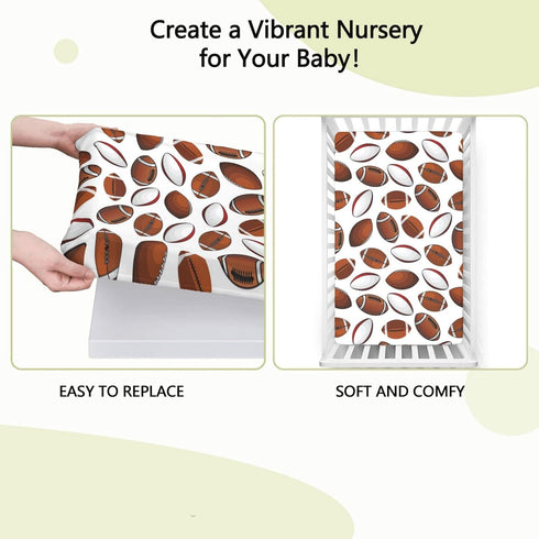 Nursery,28 52 Inch,Caramel American Football Themed Fitted Crib Sheet,Standard Crib Mattress Fitted Sheet Soft Toddler