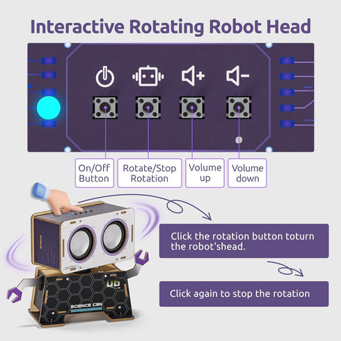 8-13, Science Can STEM Toys for Ages DIY Bluetooth Speaker Kit with Rotating Head Robot, Electronic Stem Kits