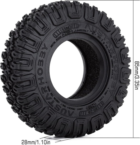4Pcs 85mm Soft Rubber Terrain Wheel Tires Set for 1/10 RC Crawler Car Axial AX90069 D90 TF2 Tamiya CC01
