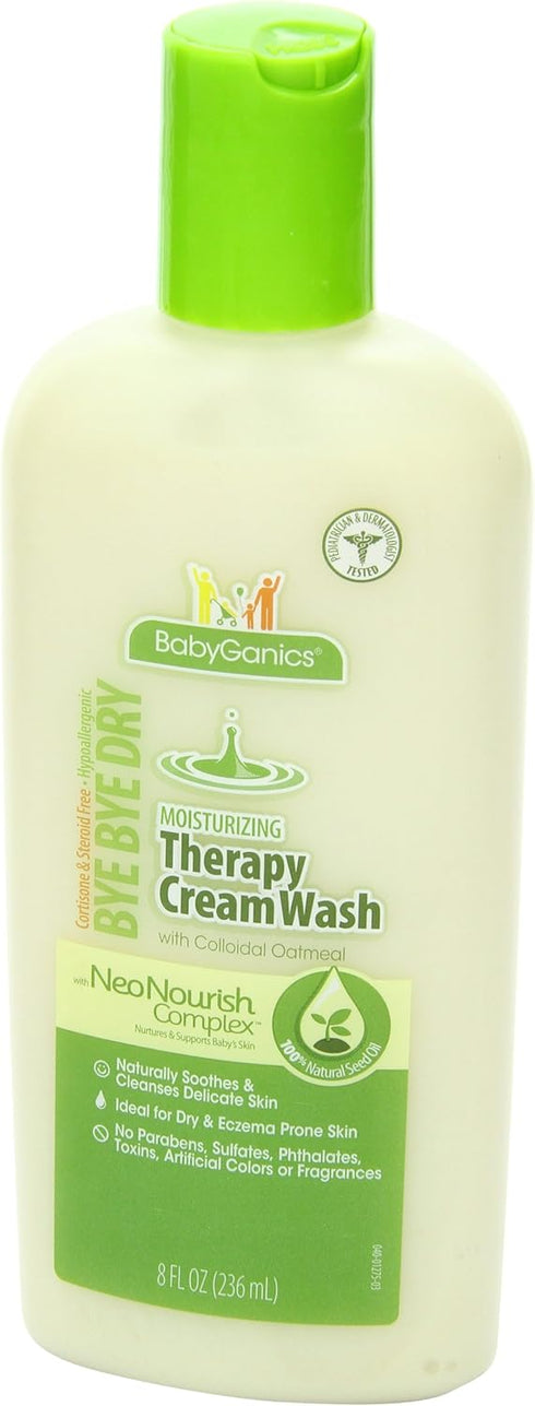 BabyGanics Bye Bye Dry Moisturizing Therapy Wash - 8 Fluid Ounce (Pack of 2)
