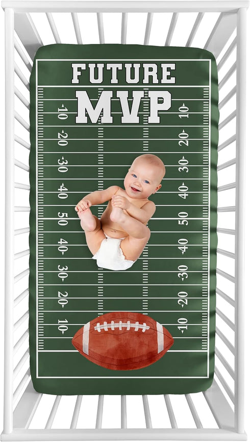 Sweet Jojo Designs Fitted Baby Crib Sheets (Football Sports) for Boys, Infant