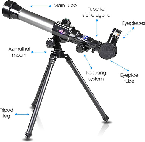 ArtCreativity 3 (20x, 30x, 40x) 3+ Kids Telescope for Beginners with Tripod Stand & Eyepieces | Educational Astronomy