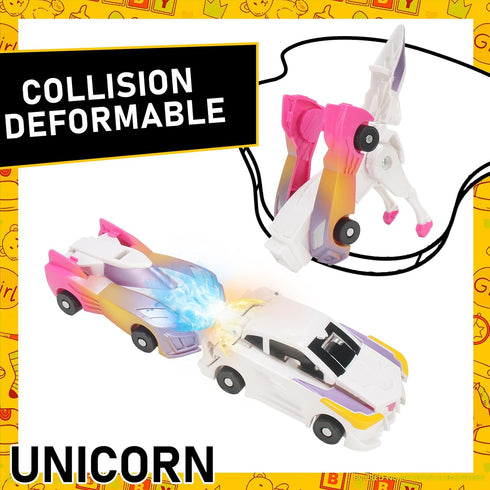 Ultimate Transforming Unicorn Car Toy - 2Pcs Collision to Magical Unicorns, Automatic Deformation for Kids