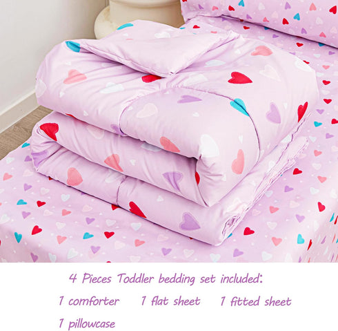 Sets, Set, Set Viviland Purple Heart Toddler Comforter Cute Girls Toddler Bedding Soft Microfiber Toddler Bed