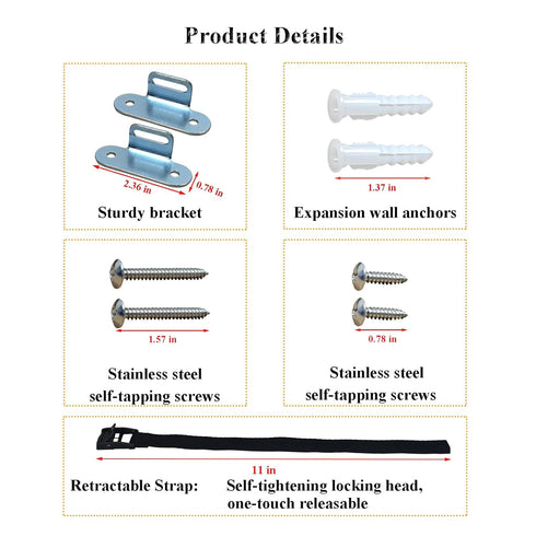 Anchors,(4 Sets) Anti Tip Furniture Adjustable Child Safety Anchors Earthquake Proof & Baby Proofing Kit for Securing