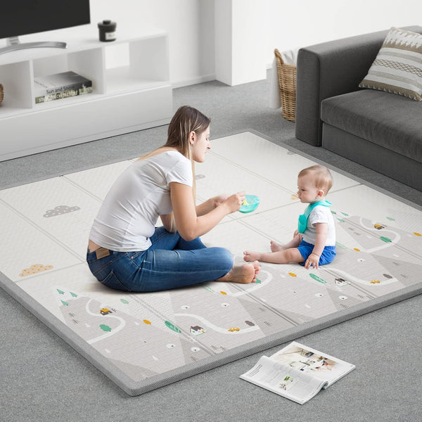 ZEEBABA Baby Play Mat, 59"x59" Foldable & Reversable Large Baby Mat, 0.4"