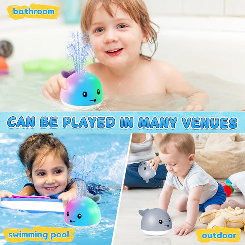 ZHENDUO Rechargeable Light Up Baby Bath Toys, Sprinkler Bathtub Toy for Toddlers, Pool Bathroom Toy