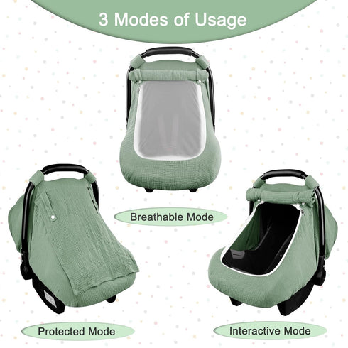 Summer Hooyax Muslin Car Seat Covers for Babies, Baby Car Seat Cover for Boys Girls with Breathable Window, Lightweight
