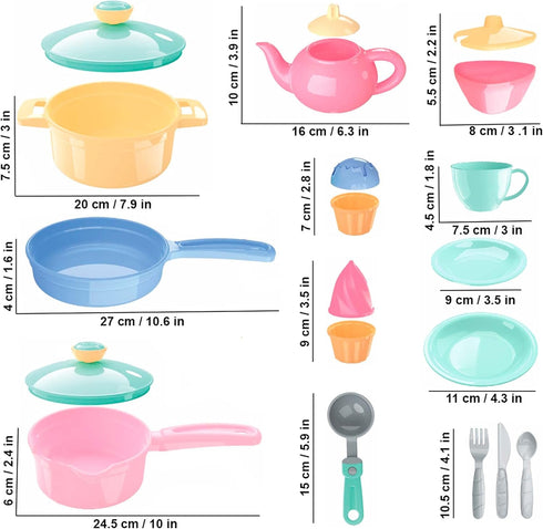 TECHNOK Kids Play Kitchen Accessories, 49 Pcs Cookware Set, Large Toy Pots and Pans for Pretend Cooking
