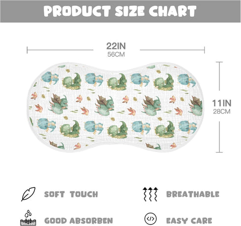 Burbuja Cute Dragon Muslin Baby Burp Cloths, Soft & Absorbent Cotton Burping Rags for Newborn Boys & Girls, 2 Pack by Burbuja
