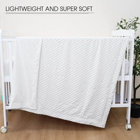 david's kids Minky Baby Blanket for Boys Girls, Soft Lightweight Micro Fleece, Double Layer, 30x40 Inches, White