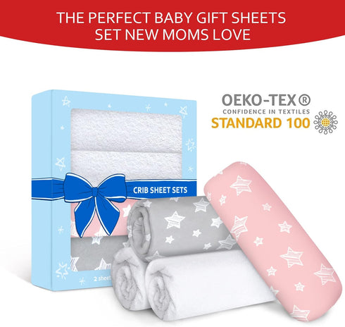4 Pack Set, Crib Sheets & Waterproof Crib Mattress Protector for Boys Viscose, Waterproof Crib Sheets Mattress Pad