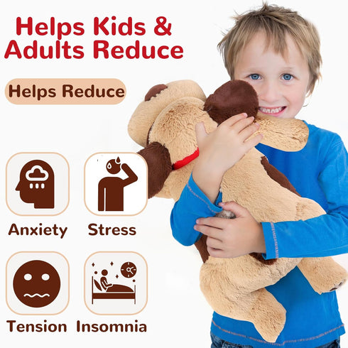 meowtastic Brown Dog Weighted Stuffed Animals - 22 Inch 4.5 lbs Plush Dog Pillow - Cute Gifts for Kids & Adults