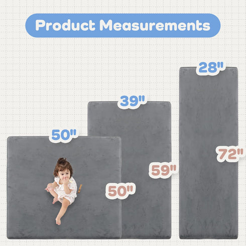 1.3" 39x59, Tummy Thick Baby Floor Play Mat Basic Padded Foam Mat for Time Crawling, Non Slip Cushioned for Babies